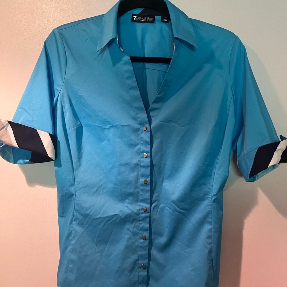 7th Avenue NY&C Blue Button-Up Shirt